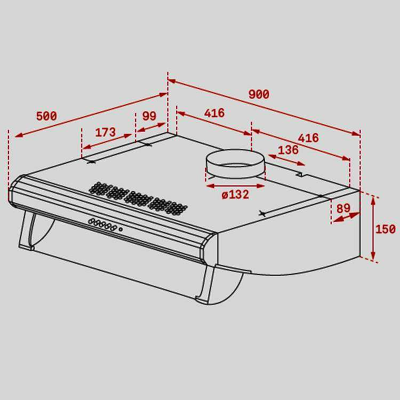 Campana extractora Teka C 9420 – 90 cm, 375 m³/h, Bajo mueble