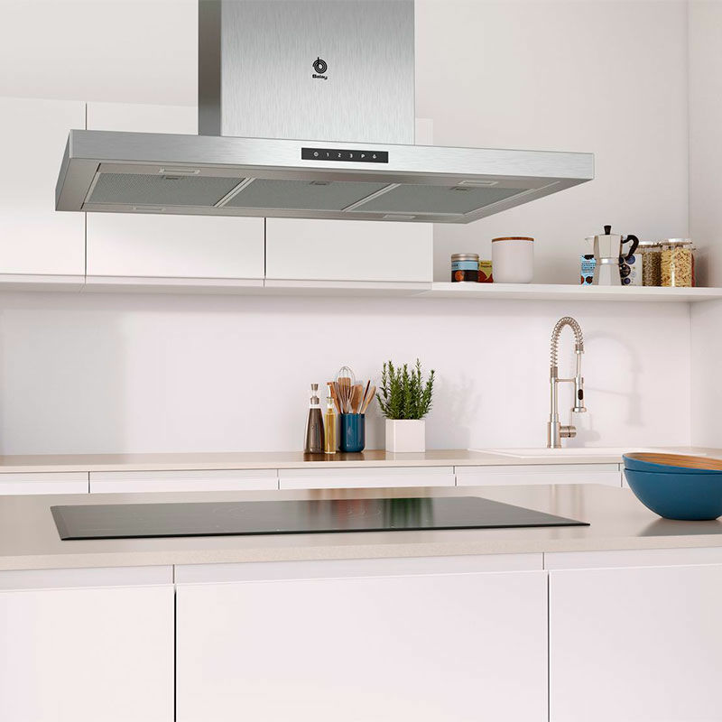 Campana extractora de isla Balay 3BI997GX – 90 cm, 754 m³/h, Control táctil