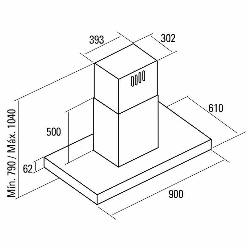 Campana de isla CATA ISLA LEGEND 900 XGBK – 820 m³/h, Motor brushless, Clase A+