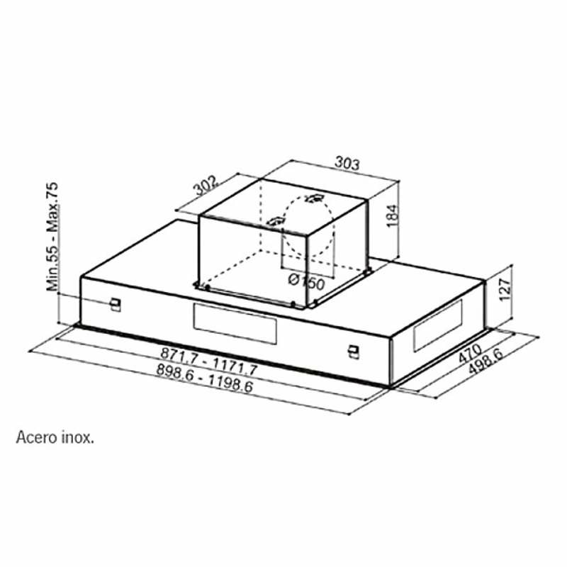 Campana de techo Mepamsa Cielo 120 – 770 m³/h, Inox, LED