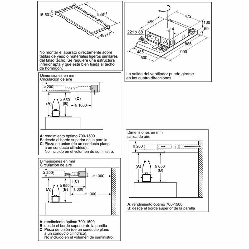 Campana de techo Siemens LR96CBS20 – Empotrada, 734 m³/h, iQdrive 10 años