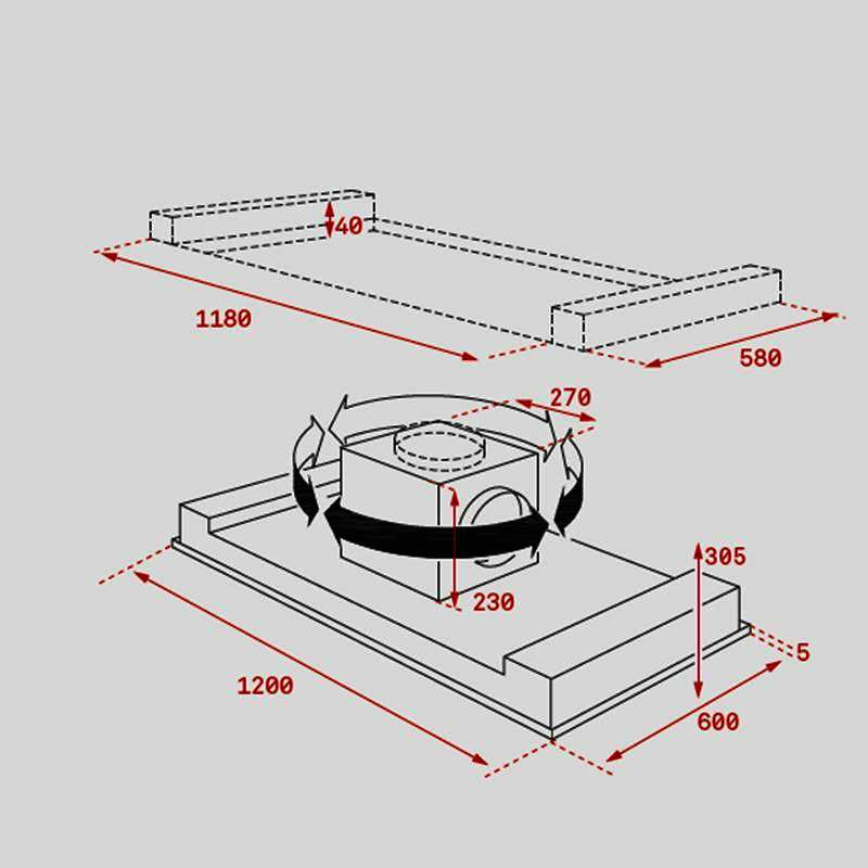 Campana de techo Teka DHT 1285 – 807 m³/h, Clase A, Aspiración perimetral