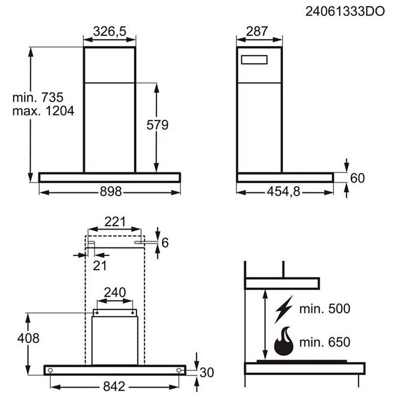 Campana extractora de pared AEG GB87D91CB – 90 cm, 760 m³/h, Silenciosa