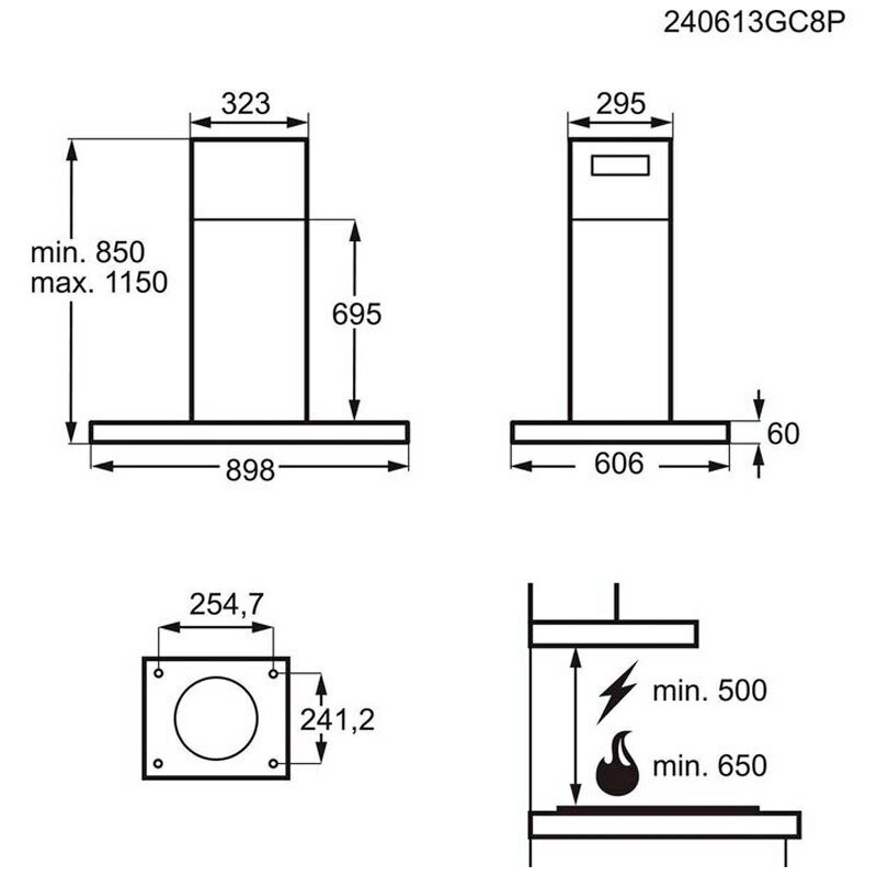 Campana de isla AEG GI87D91CB – 760 m³/h, A+, 90 cm