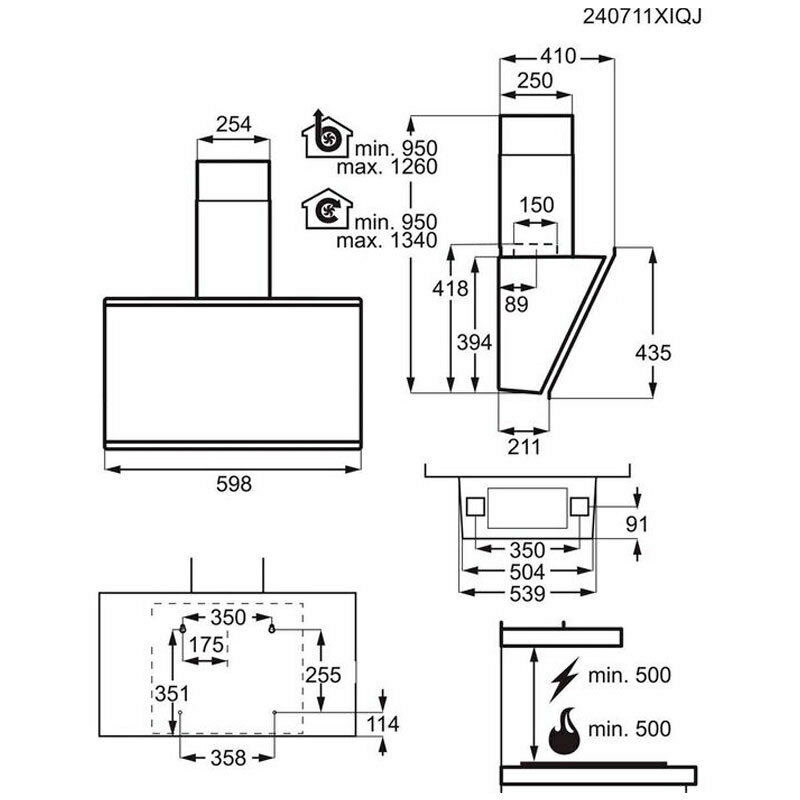 Campana extractora decorativa AEG GV77D61SB – 60 cm, 760 m³/h, A+