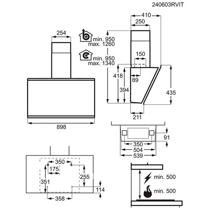 Campana decorativa de pared AEG GV77D91SB – 90 cm, 760 m³/h, SilenceTech