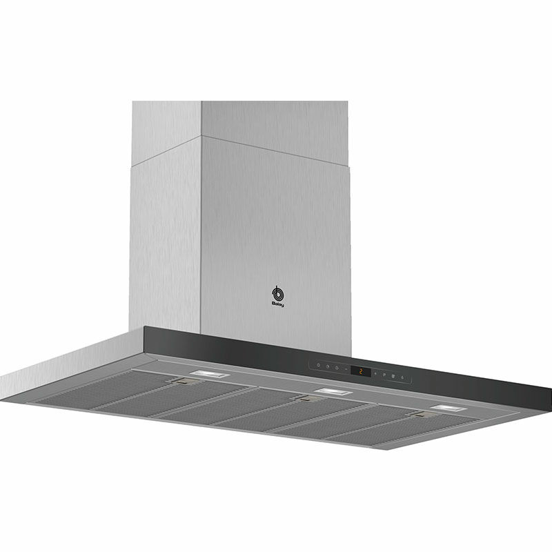 Campana decorativa de pared Balay 3BC998HNC – 844 m³/h, ExtraSilencio 55 dB, Negro cristal-acero