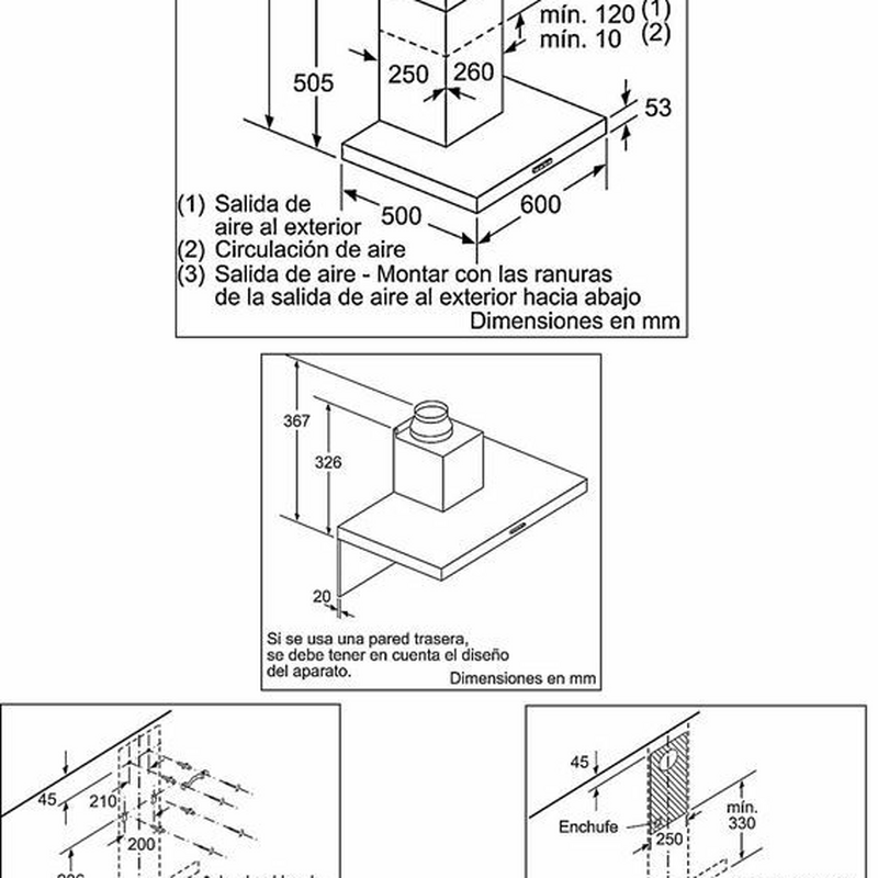 Campana decorativa de pared Bosch DWB66BC50 – 621 m³/h, Inox, LED
