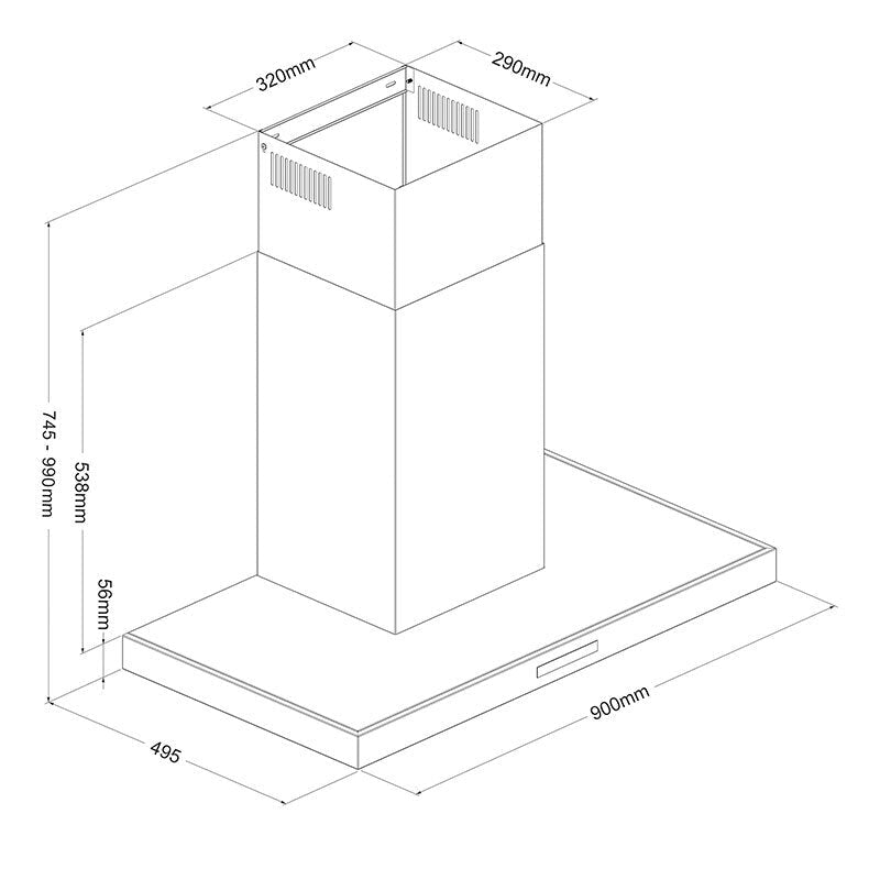 Campana extractora decorativa Cata LEGEND 9010XGBK – Pared, Blanca, Decorativa