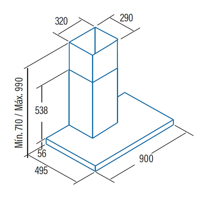 Campana decorativa de pared Cata S PLUS 9010 X – 637 m³/h, 90 cm, Inox