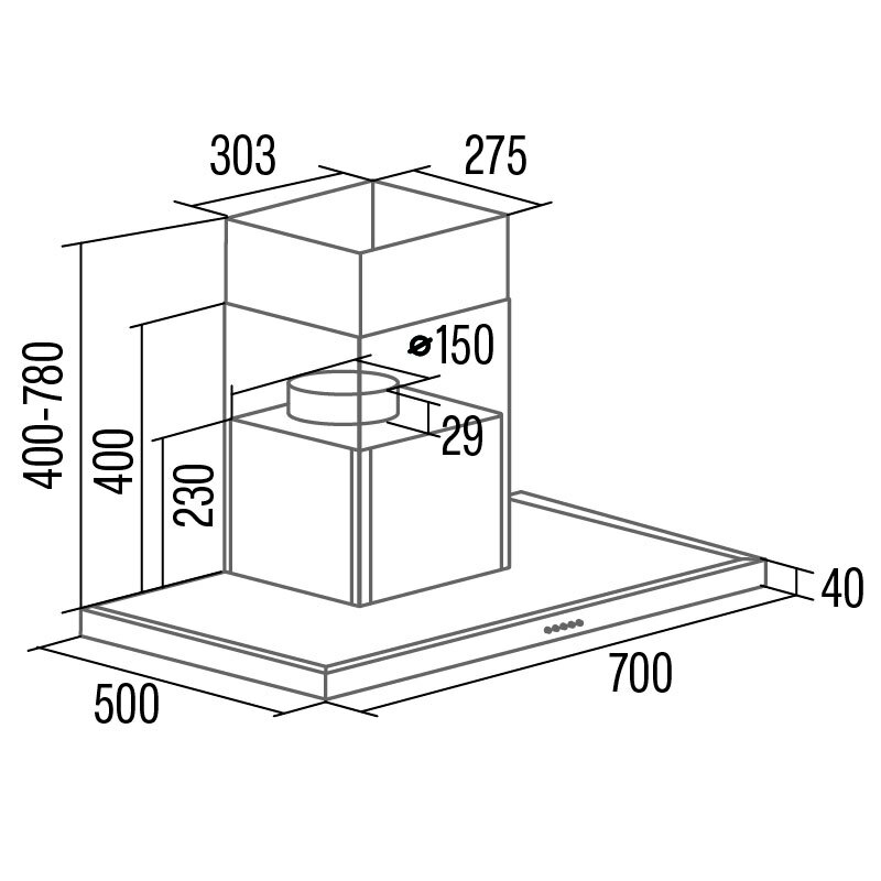 Campana decorativa Cata S PRO 7000 X – 573,9 m³/h, Inox, Clase A