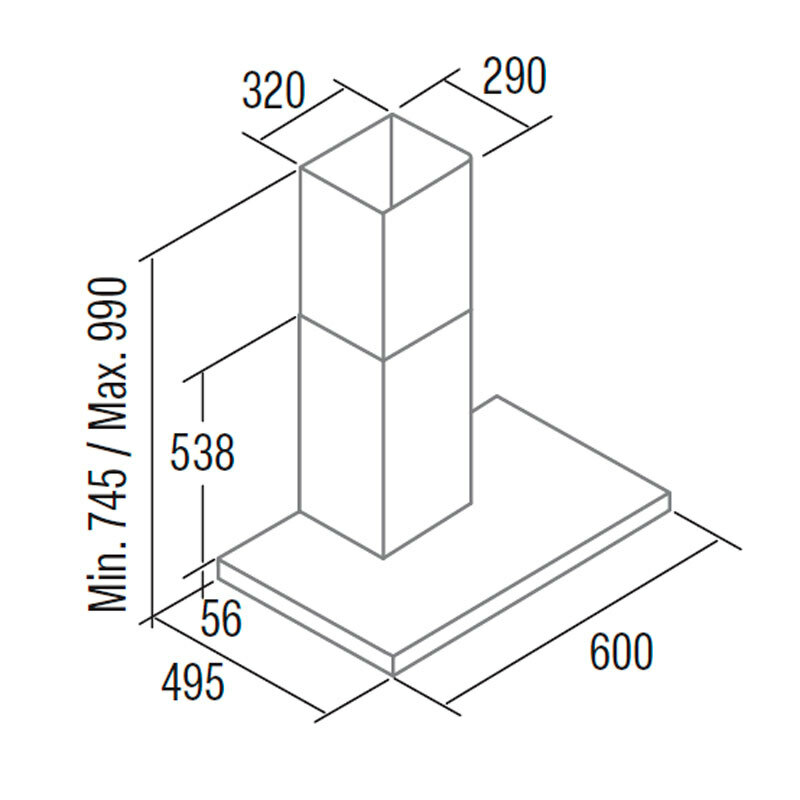 Campana decorativa de pared Cata SYGMA 6010 X – 802 m³/h, silenciosa, Clase A
