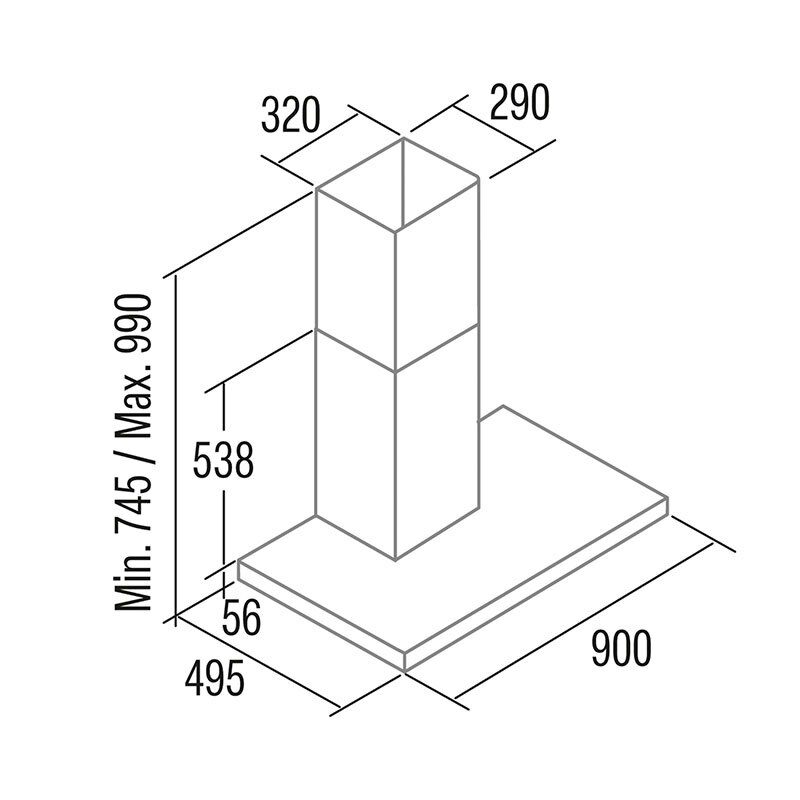 Campana decorativa de pared Cata SYGMA 9010X – 802 m³/h, Clase A, LED regulable