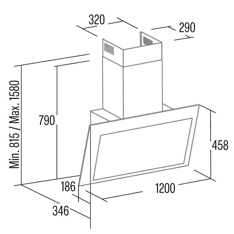 Campana decorativa de pared Cata THALASSA PRO 1200 GBK – 120 cm, A+++, 842 m³/h
