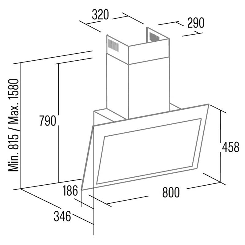 Campana decorativa de pared CATA THALASSA PRO 800 GBK – 842 m³/h, Motor Brushless, Cristal negro