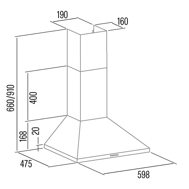 Campana decorativa de pared CATA VK6000BK – 60 cm, Clase A, 395 m³/h