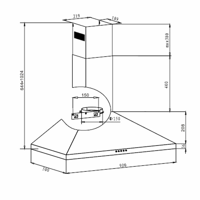 Campana decorativa Fagor 3CFP-9050X – Pared, 602 m³/h, Clase A