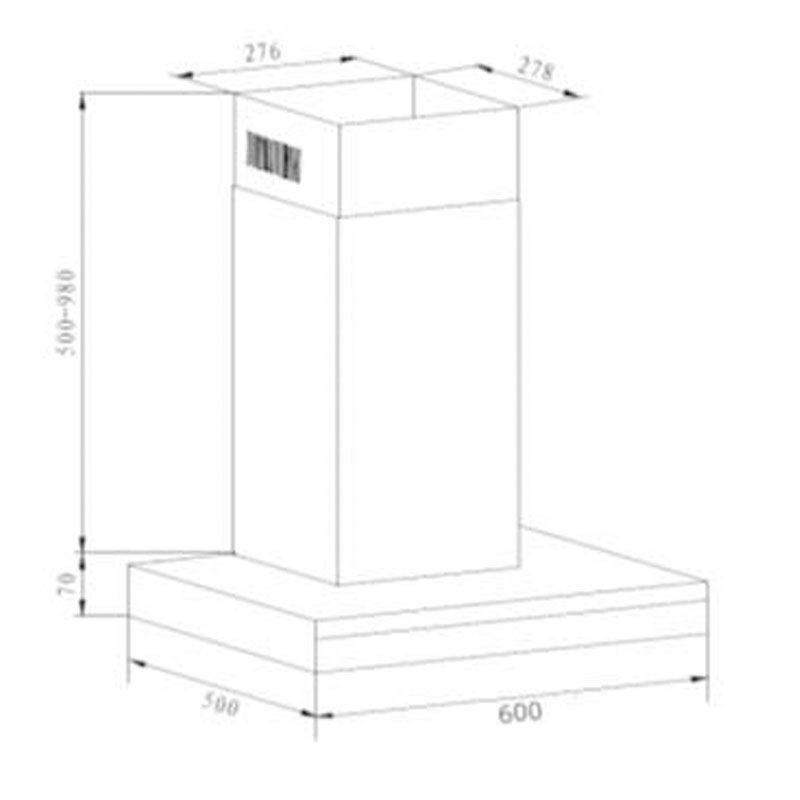 Campana decorativa pared Fagor 3CFS-6060X – Inox, 700 m³/h, 66 dB