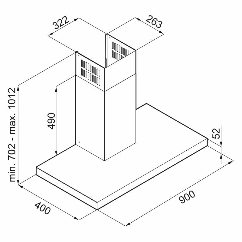 Campana decorativa de pared Fagor 3CFS-9050N – 90 cm, 690 m³/h, Inox y cristal negro