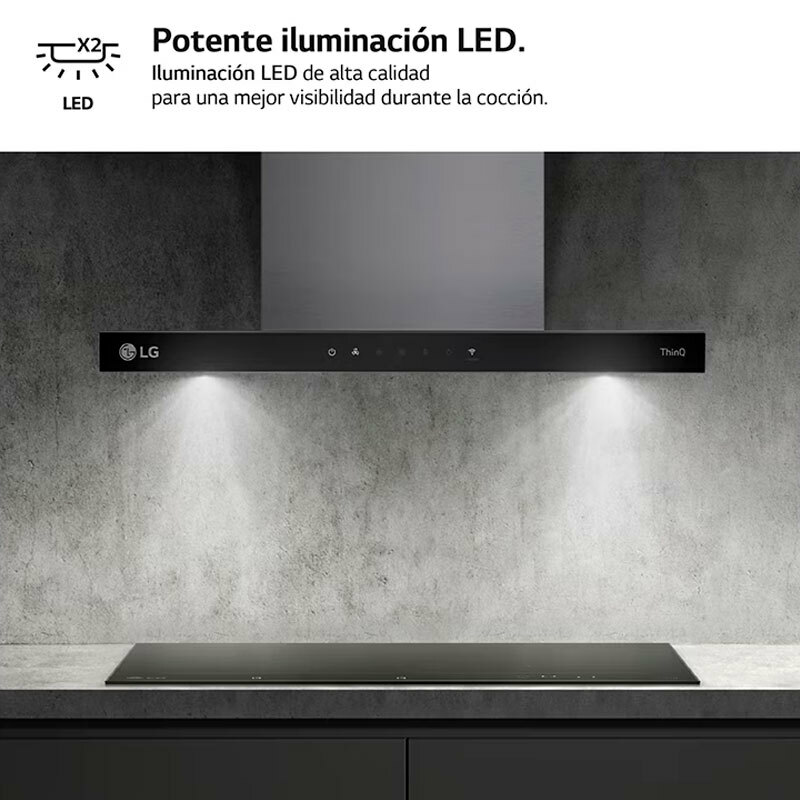 Campana decorativa de pared LG HCEZ2426S – 800 m³/h, Clase A, Wi‑Fi