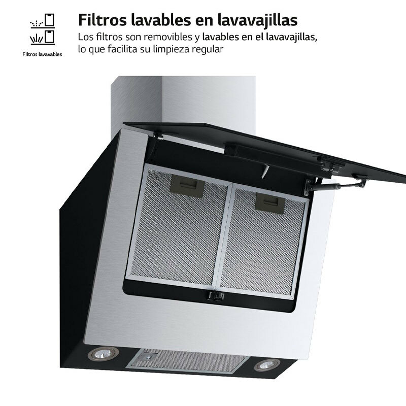 Campana inclinada de pared LG HCEZ2428B – 800 m³/h, Wi‑Fi ThinQ, Filtros lavables