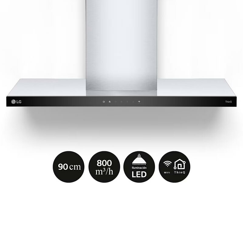 Campana decorativa LG HCEZ3626S – 800 m³/h, Clase A, Wi‑Fi