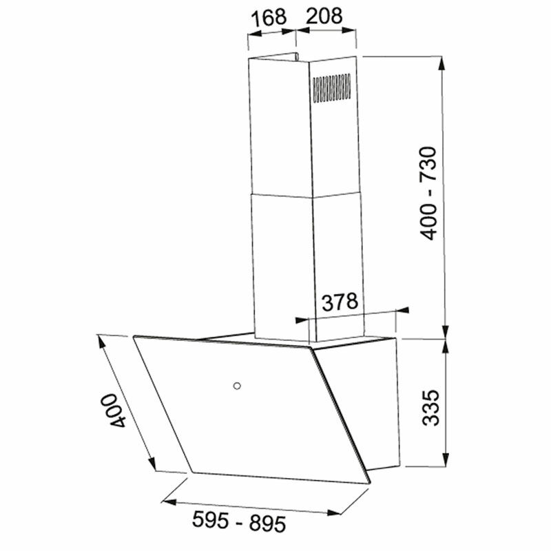 Campana decorativa de pared Mepamsa CUADRO 60 – 580 m³/h, control táctil, cristal negro