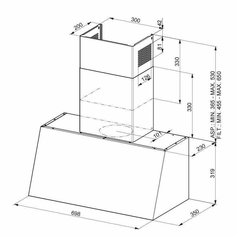 Campana decorativa de pared Mepamsa Country 70 (321.0580.502) – 600 m³/h, 70 cm, Negro mate