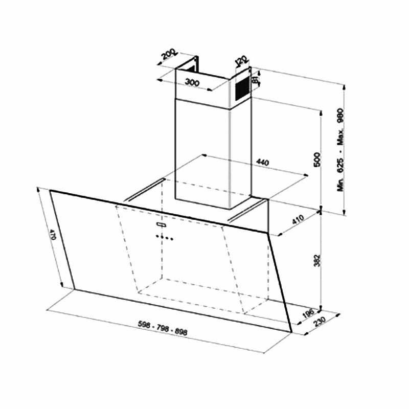 Campana decorativa de pared Mepamsa Display Green Power 90 – 712 m³/h, Motor Green Power, Iluminación LED