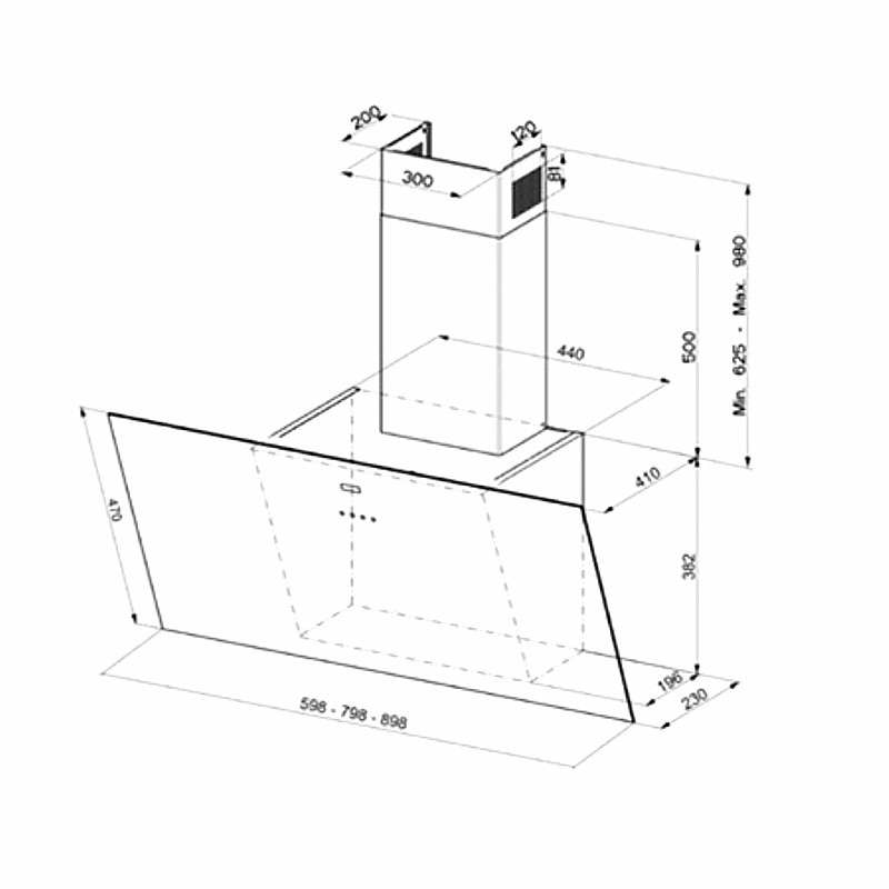 Campana decorativa de pared Mepamsa Display Green Power 90 – Clase A, 712 m³/h, Cristal negro