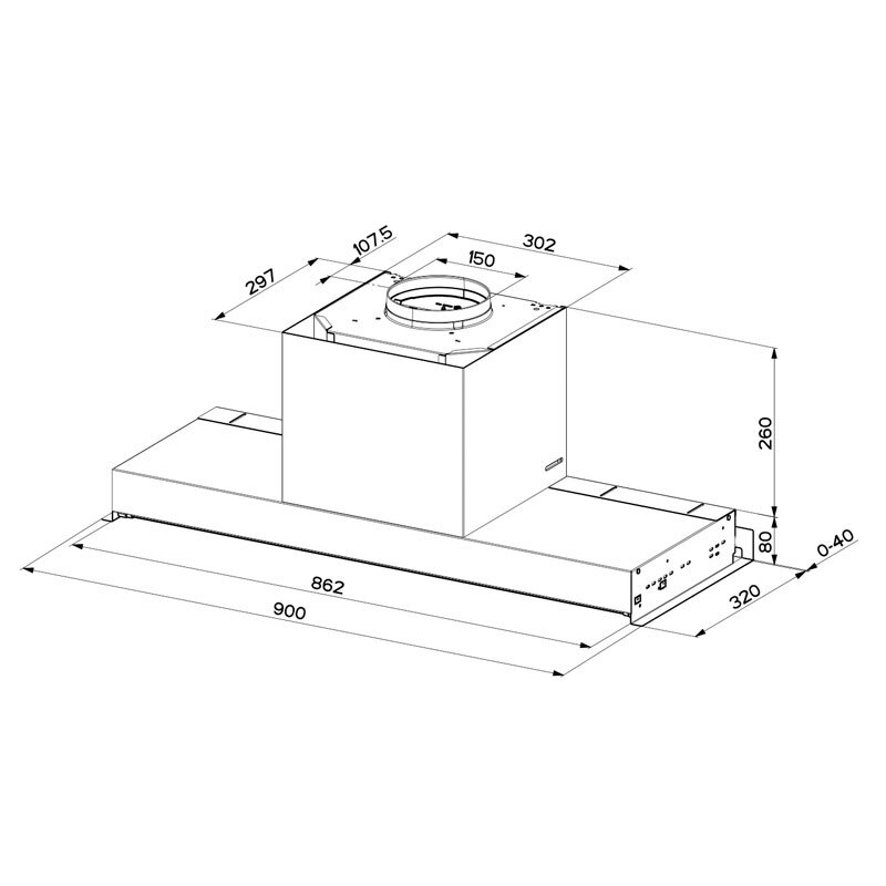 Campana integrable Mepamsa Secret Premium 90 – 670 m³/h, Acero inox, Clase A