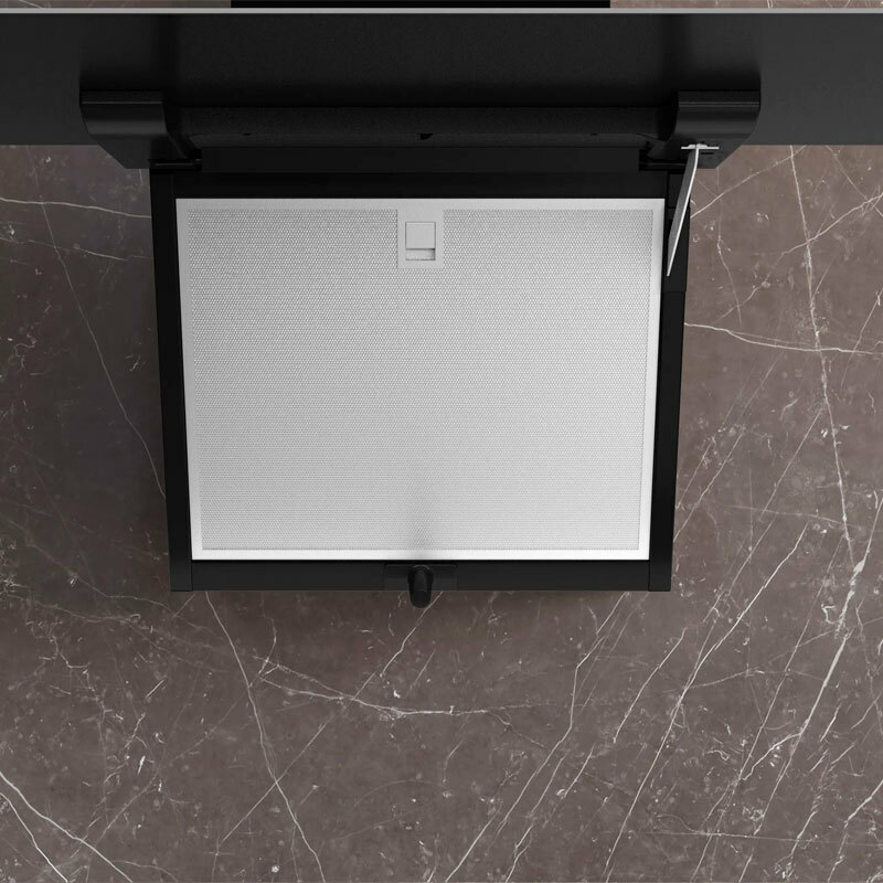 Campana decorativa pared Siemens LC87KFN60 – 80 cm, 431 m³/h, Cristal negro