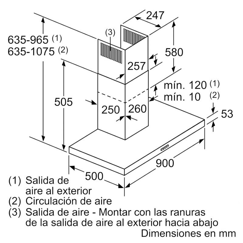 Campana decorativa de pared Siemens LC96BBC60 – 619 m³/h, 90 cm, Negro