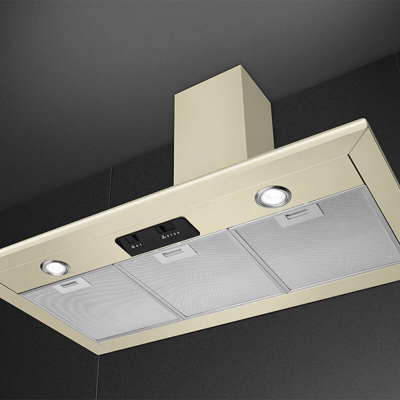 Campana decorativa Smeg KSED95PE – 90 cm, 595 m³/h, Crema