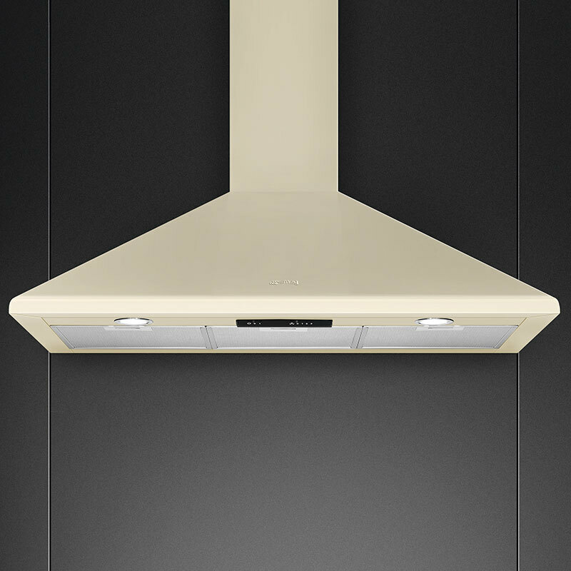 Campana decorativa Smeg KSED95PE – 90 cm, 595 m³/h, Crema