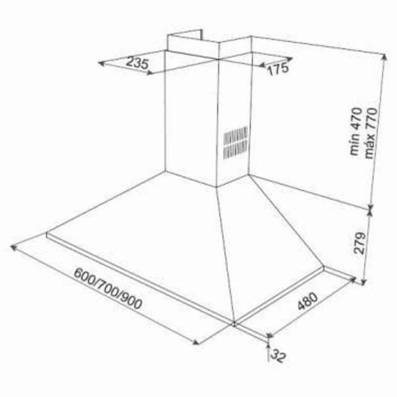 Campana decorativa de pared Teka DBB60 – Inox, 440 m³/h, 60 cm