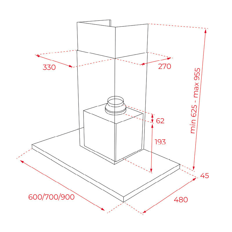 Campana decorativa Teka DSH 986 – 90 cm, 586 m³/h, Inox