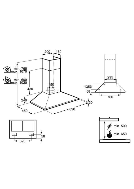 Campana decorativa pared Zanussi ZHC92462XA – 90 cm, 420 m³/h, Inox