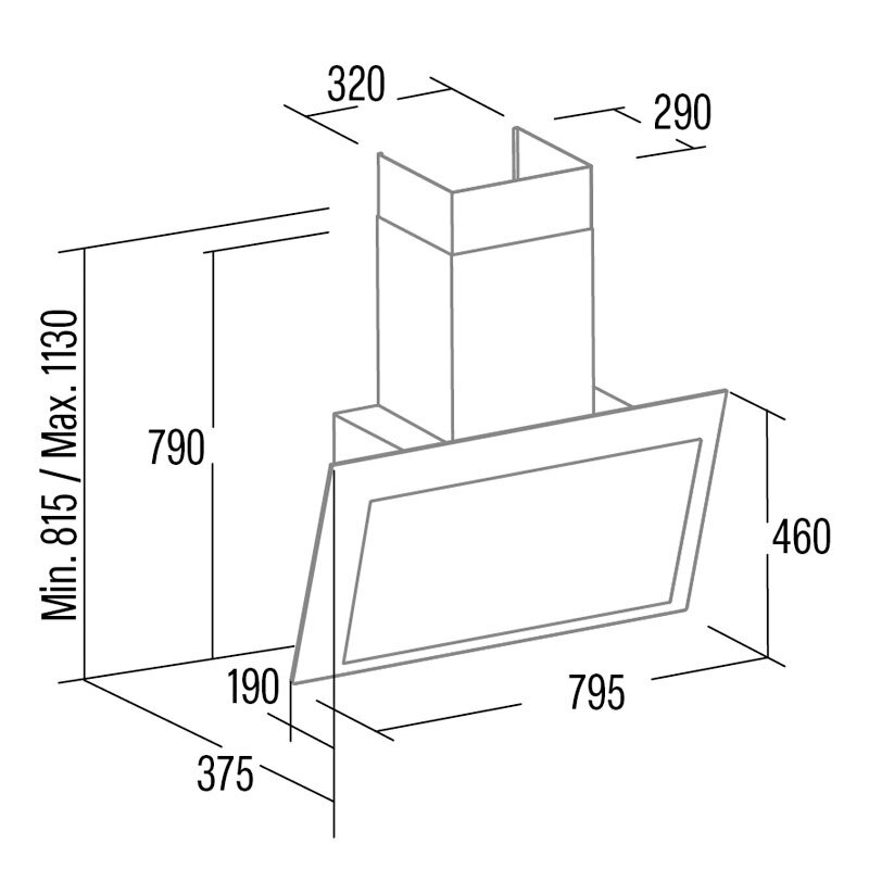 Campana extractora decorativa Cata Thalassa EVO 800 GWH – 80 cm, 1016 m³/h, A++