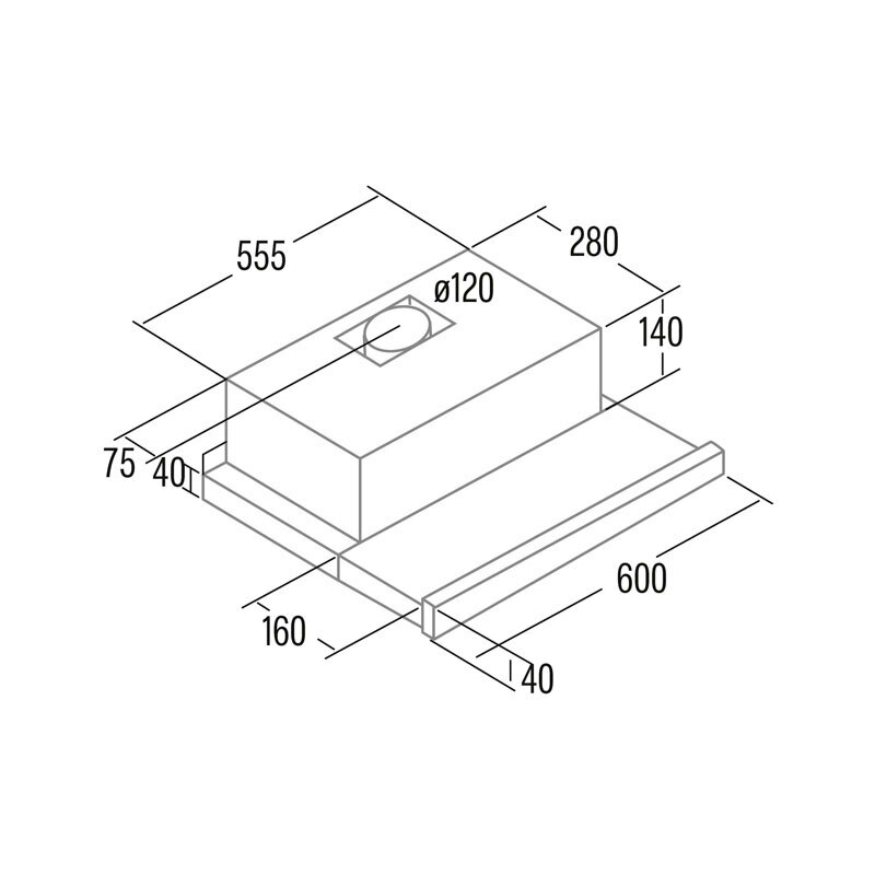 Campana telescópica Cata EXTENDER 600 – 60 cm, 390 m³/h, Inox