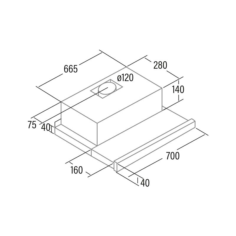 Campana telescópica Cata EXTENDER 700 – 390 m³/h, Bajo mueble, Inox