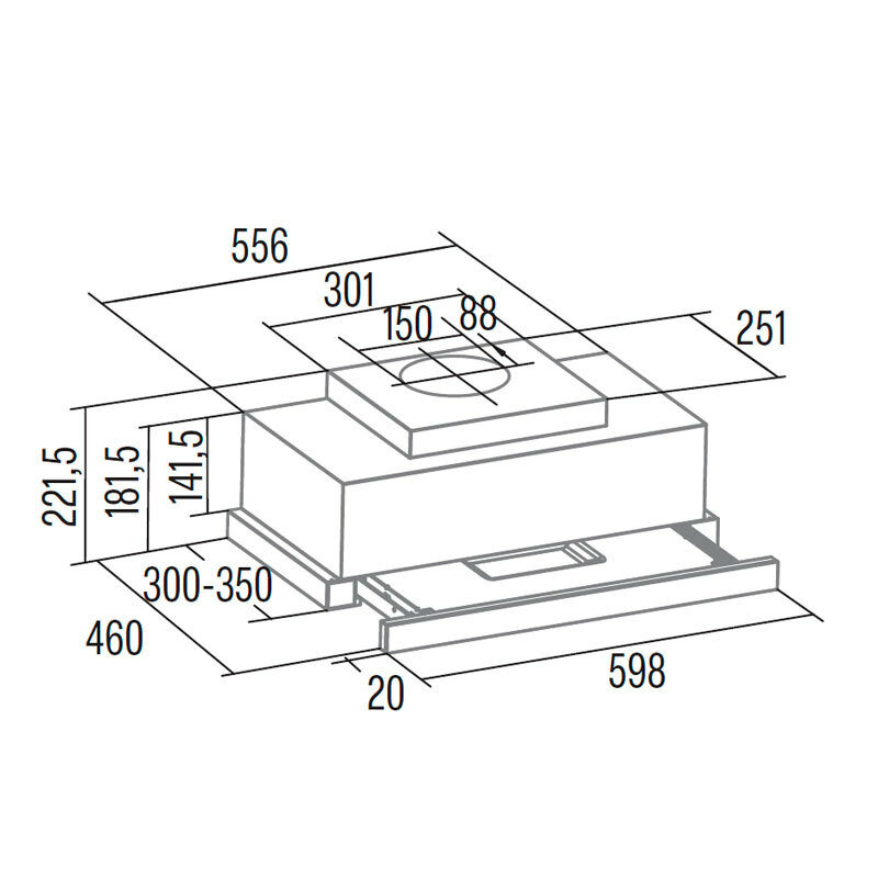 Campana telescópica Cata TFH 6830 GBK – Bajo mueble, 600 m³/h, A+++