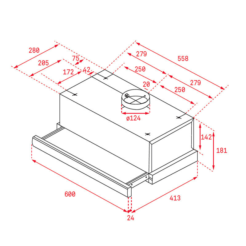 Campana telescópica bajo mueble Teka TL 6420.2 IX – 60 cm, 360 m³/h, Inox
