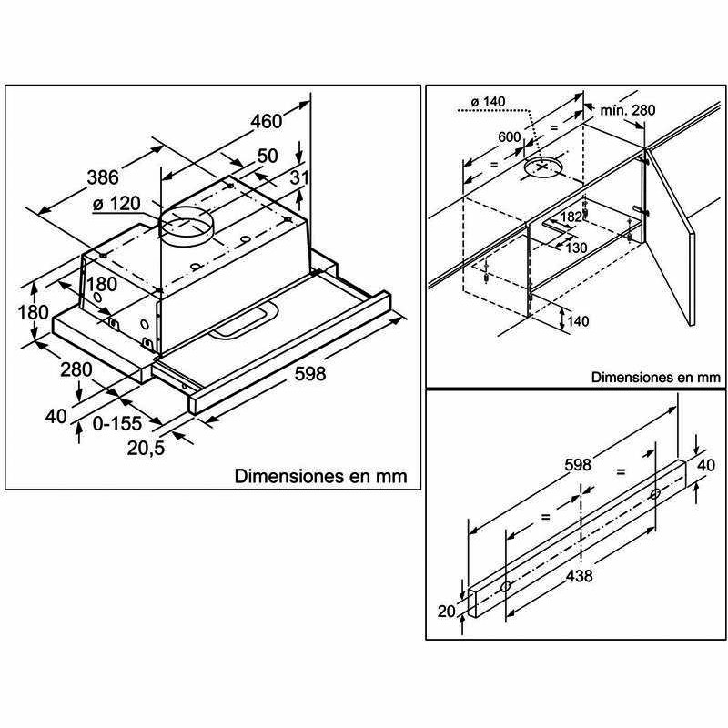 Campana telescópica Balay 3BT263MN – Bajo mueble, 368 m³/h, filtros de aluminio lavables