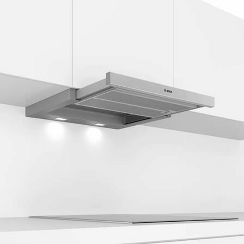 Campana telescópica integrable Bosch DFS067A51 – 60 cm, Motor EcoSilence, 727,7 m³/h