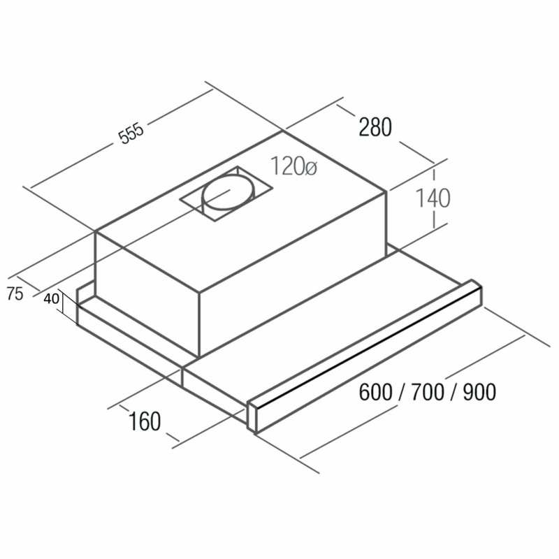 Campana Telescópica CATA TF-2003 DURALUM 600 – 60 cm, 390 m³/h, Inox