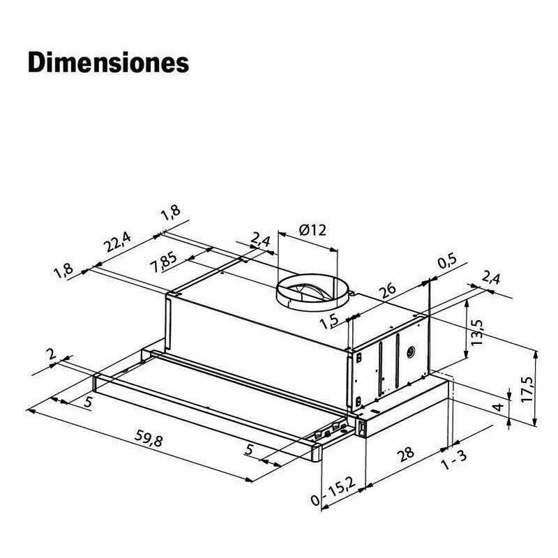 Campana telescópica Mepamsa Ecoline 60 – Bajo mueble, 310 m³/h, LED