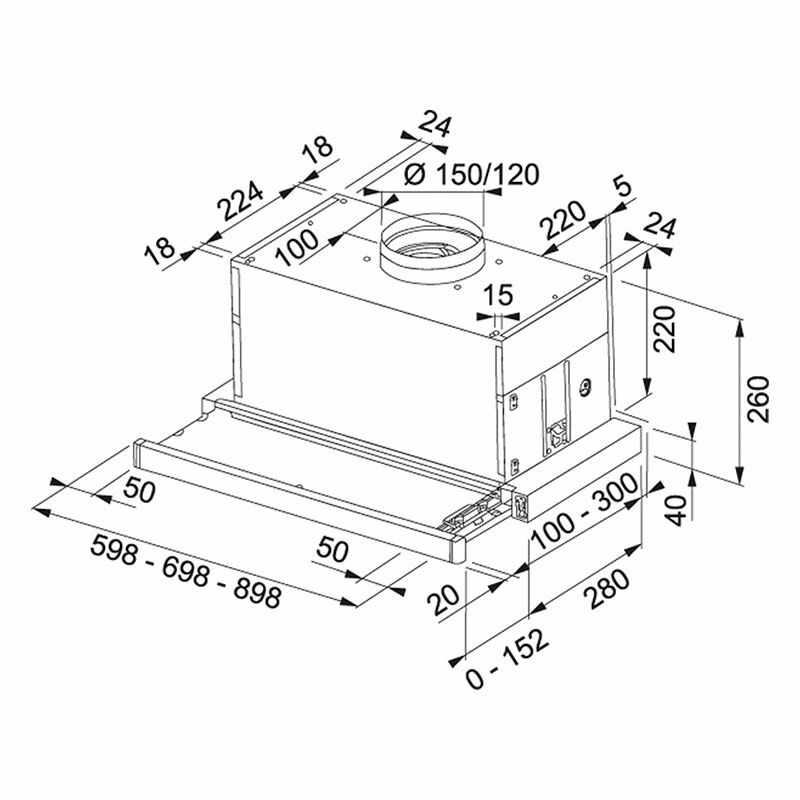 Campana extractora telescópica Mepamsa Máxima 60 Inox V2 – Bajo mueble, 620 m³/h, Acero inox