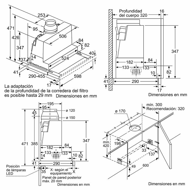 Campana telescópica Siemens LI67SA531 – Bajo mueble, 399 m³/h, Inox
