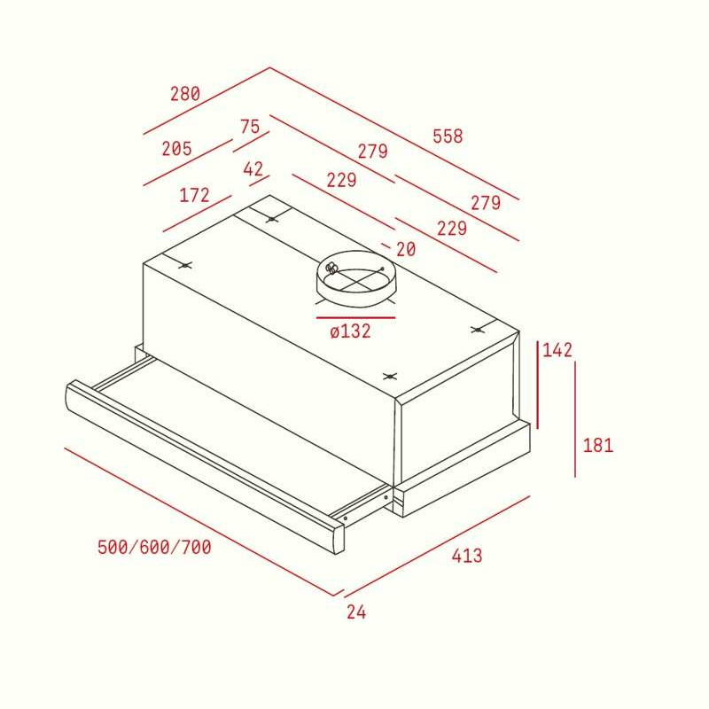 Campana extraíble Teka TL1 52 – 332 m³/h, 50 cm, Inox